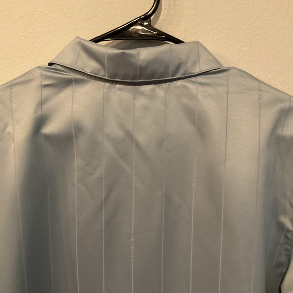 Nike Air Jordan Sky Blue Satin Button-Up Shirt – Men’s L Loose Fit Cuban Collar - Picture 9 of 15